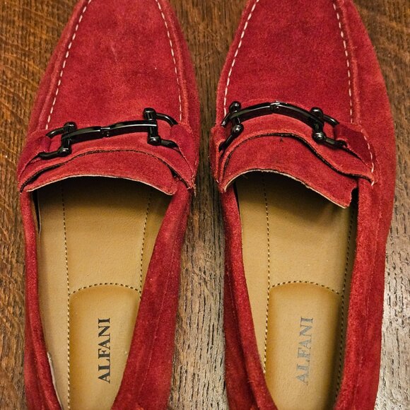 Red Suede Alfani "James" Loafers With Metal Buckle. Men's Size 10.5" - Picture 6 of 7